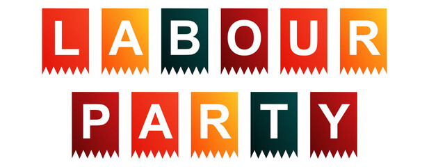 Labour Party - text written on Isolated Shapes with White background