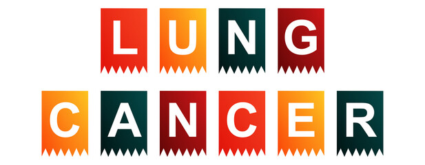 Lung Cancer - text written on Isolated Shapes with White background
