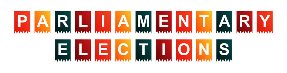 Parliamentary Elections - text written on Isolated Shapes with White background