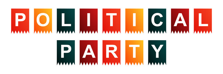 Political Party - text written on Isolated Shapes with White background