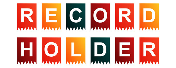 Record Holder - text written on Isolated Shapes with White background
