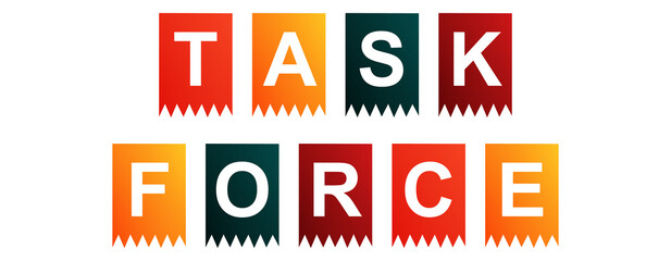 Task Force - text written on Isolated Shapes with White background