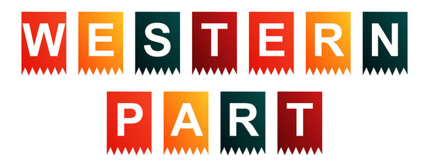 Western Part - text written on Isolated Shapes with White background