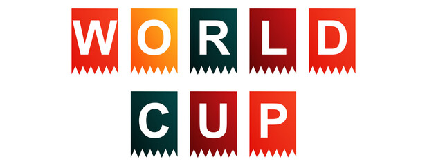 World Cup - text written on Isolated Shapes with White background