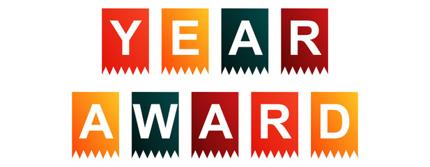 Year Award - text written on Isolated Shapes with White background