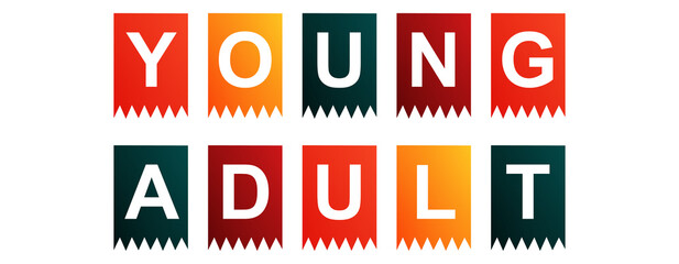 Young Adult - text written on Isolated Shapes with White background