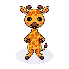 Cute little giraffe cartoon standing