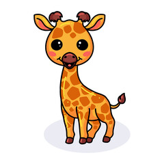 Cute happy little giraffe cartoon