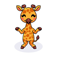 Cute little giraffe cartoon standing