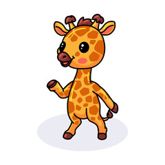 Cute little giraffe cartoon standing