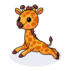 Cute little giraffe cartoon running