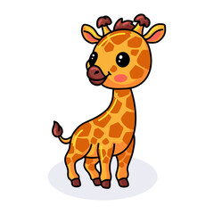 Obraz na płótnie Canvas Cute happy little giraffe cartoon