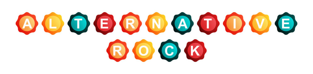 Alternative Rock - text written on Beautiful Isolated Colourful Shapes with White background