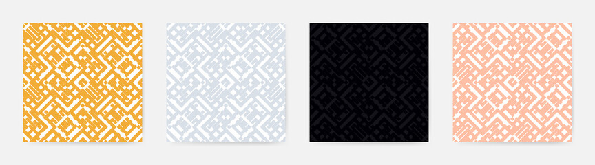 Set geometric seamless patterns. Vector illustration.