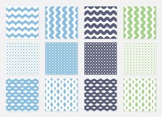 Set geometric seamless patterns. Vector illustration.