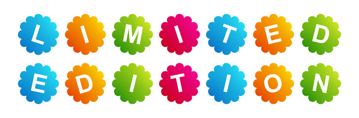 Limited Edition - text written on Beautiful Isolated Colourful Shapes with White background