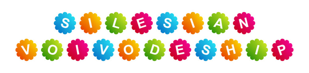Silesian Voivodeship - text written on Beautiful Isolated Colourful Shapes with White background