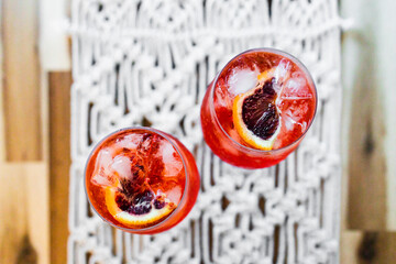 orange spritz cocktails with ice and blood orange slice