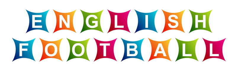 English Football - Neat Text Written on Beautiful Isolated Colourful Boxes with White Background