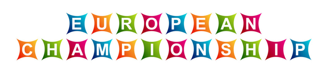 European Championship - Neat Text Written on Beautiful Isolated Colourful Boxes with White Background