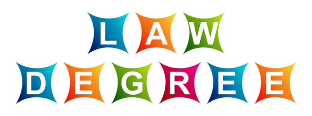 Law Degree - Neat Text Written on Beautiful Isolated Colourful Boxes with White Background