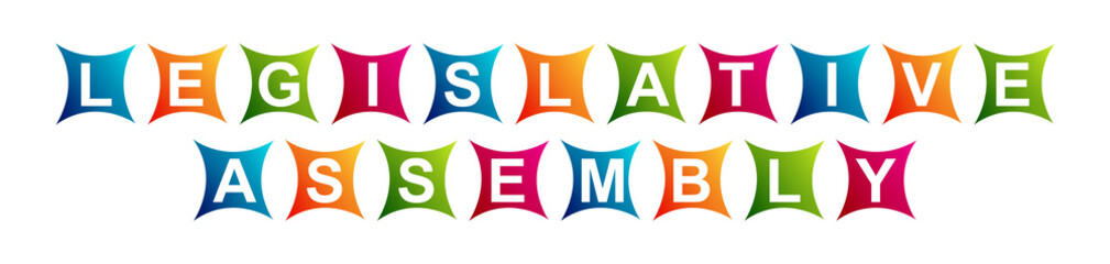 Legislative Assembly - Neat Text Written on Beautiful Isolated Colourful Boxes with White Background