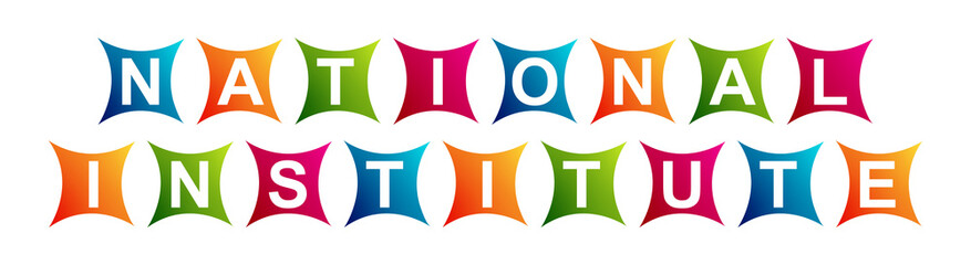 National Institute - Neat Text Written on Beautiful Isolated Colourful Boxes with White Background