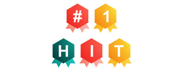 #1 Hit - text written on Beautiful Isolated Colourful Shapes with White background