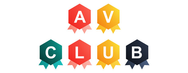 AV Club - text written on Beautiful Isolated Colourful Shapes with White background