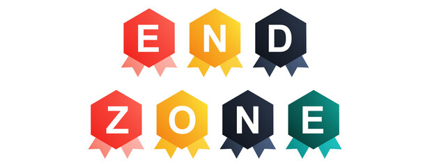 End Zone - text written on Beautiful Isolated Colourful Shapes with White background