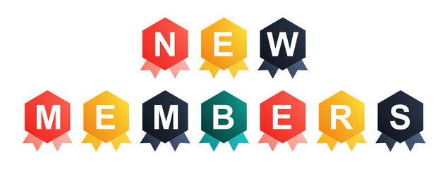 New Members - text written on Beautiful Isolated Colourful Shapes with White background