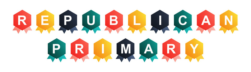 Republican Primary - text written on Beautiful Isolated Colourful Shapes with White background