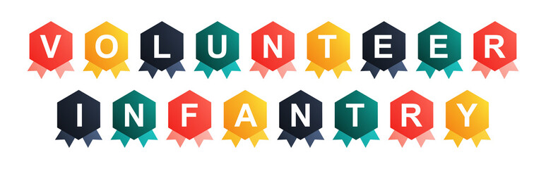 Volunteer Infantry - text written on Beautiful Isolated Colourful Shapes with White background