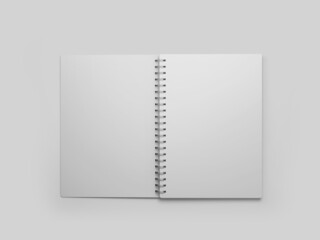 White Spiral notebook mockup, blank workbook notepad template, 3d rendering isolated on light background - obrazy, fototapety, plakaty