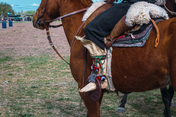 Traditional Argentine gaucho boots in Patagonia.