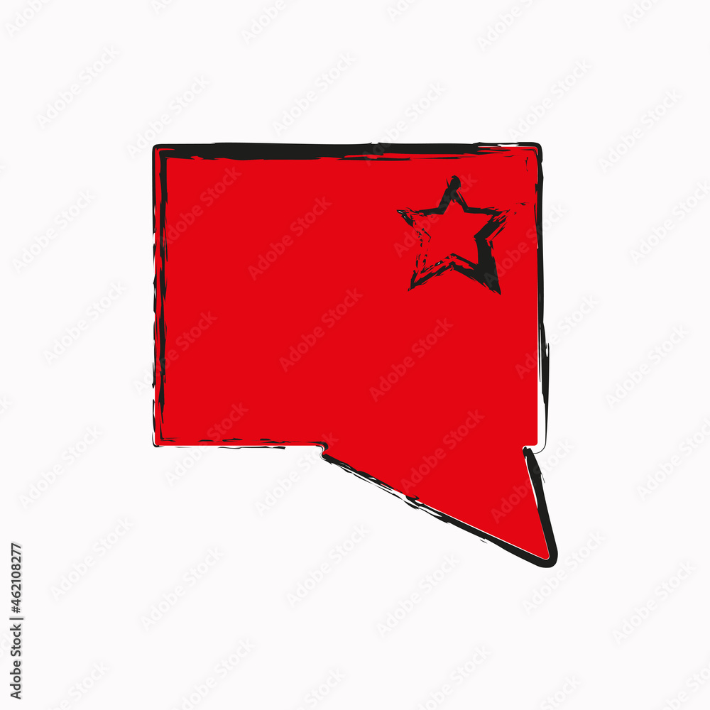 Aufkleber red message sign with star. rectangle speech dialogue icon. communication concept. vector illustrati