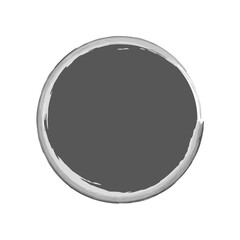 Ink gray circle icon. White watercolor frame. Realistic art. Paint brush picture. Vector illustration. Stock image. EPS 10.