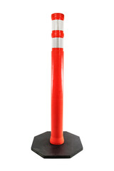 Delineator traffic cone with weighted base isolated on white.