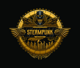 steampunk badge gear illustration © STUVV
