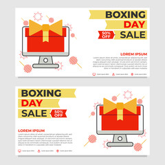 set of boxing day promotion sale banner template