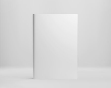 White HardCover Book Mockup, Blank paper book template, 3d rendering isolated on light background
