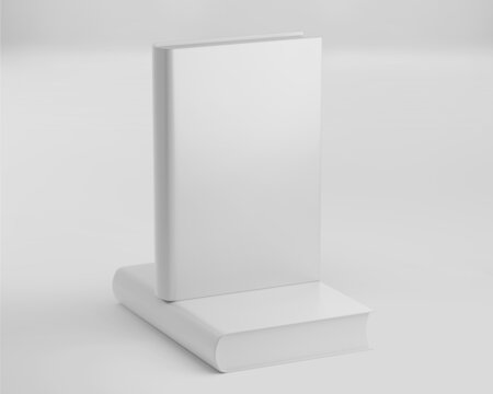 White HardCover Book Mockup, Blank paper book template, 3d rendering isolated on light background