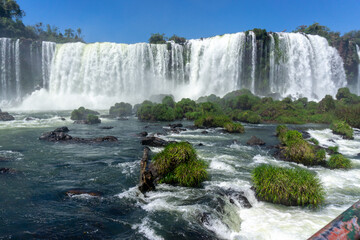 Fototapeta premium Iguazu Falls, located on the border of Argentina and Brazil, is the largest waterfall in the world.