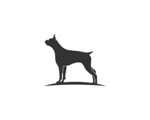 Standing dog silhouette vector illustration logo