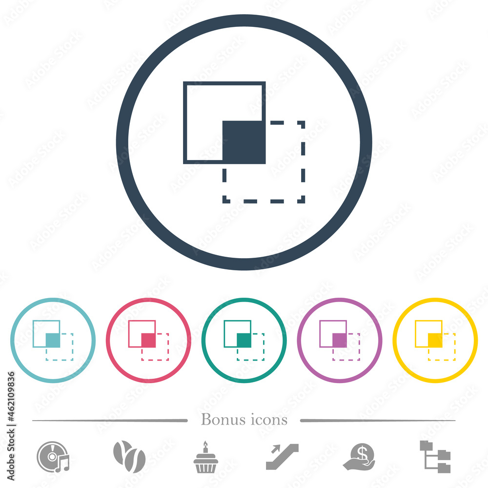 Poster clipping mask tool flat color icons in round outlines
