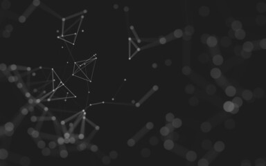 Abstract background. Molecules technology with polygonal shapes, connecting dots and lines. Connection structure. Big data visualization.