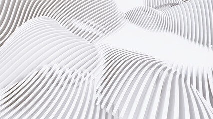 Abstract Curved Shapes. White Circular Background.
