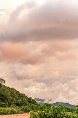 Sunset clouds over the mountains in Monteverde, Costa Rica.