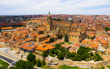 Obraz premium Aerial view of Salamanca Cathedral and historical center of city, Spain