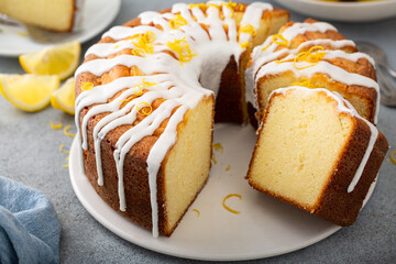 Lemon pound cake with powder sugar glaze - Powered by Adobe